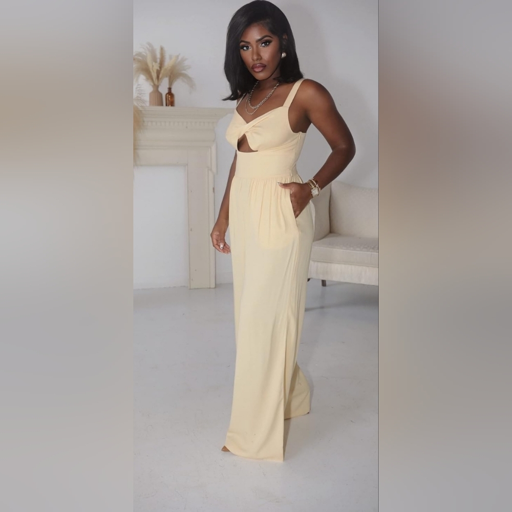 The Drop Women's Impala Yellow Cream Jumpsuit by influencer @idesign8 NWT - Picture 3 of 7